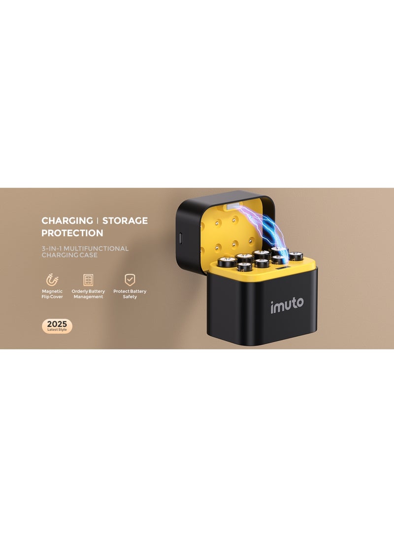 TF-CD-010CE Rechargeable AA & AAA Lithium Battery Set with Smart Charging Storage Case – 8 Pack 1.5V Long Lasting Batteries Fast Charging USB Type-C Battery Kit with 4 AA and 4 AAA Rechargeable Batteries for Cameras, Game Controllers, Remote Controls, Toys, Flashlights, and Home Electronics - Image 5