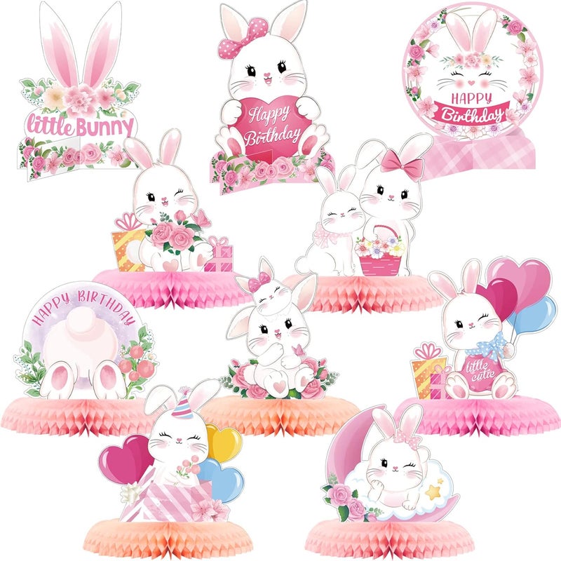 Epakh 10 Pcs Easter 3D Bunny Party Centerpiece Cute Rabbit Table Decorations Bunny Honeycomb Centerpiece for Girl Birthday Party Table Decorations Baby Shower Supplies - Image 1