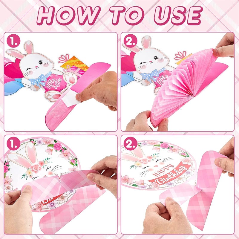 Epakh 10 Pcs Easter 3D Bunny Party Centerpiece Cute Rabbit Table Decorations Bunny Honeycomb Centerpiece for Girl Birthday Party Table Decorations Baby Shower Supplies - Image 3