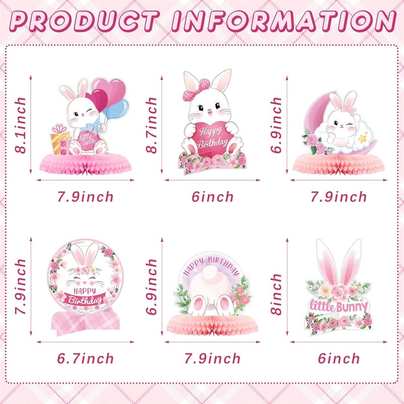 Epakh 10 Pcs Easter 3D Bunny Party Centerpiece Cute Rabbit Table Decorations Bunny Honeycomb Centerpiece for Girl Birthday Party Table Decorations Baby Shower Supplies - Image 2