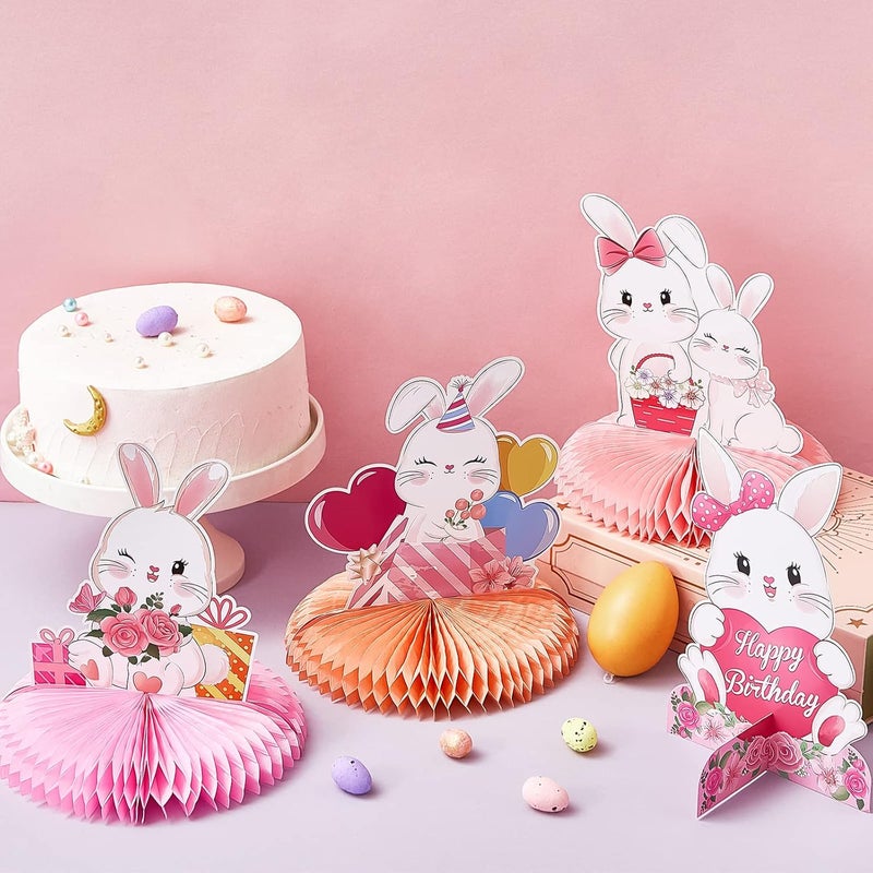 Epakh 10 Pcs Easter 3D Bunny Party Centerpiece Cute Rabbit Table Decorations Bunny Honeycomb Centerpiece for Girl Birthday Party Table Decorations Baby Shower Supplies - Image 4