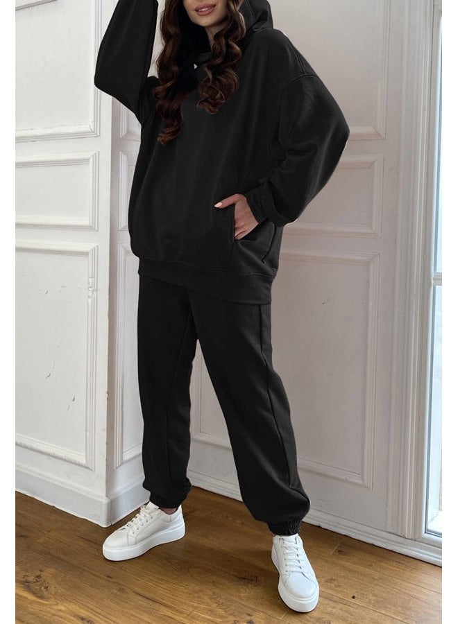 Fixmatti Women Hoodies Tracksuit Long Sleeve Sweatshirts Jogger Pant 2 Piece Outfits, Hoodie-black, M - Image 4