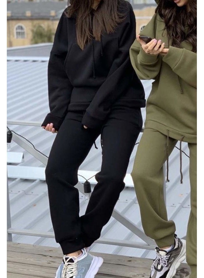 Fixmatti Women Hoodies Tracksuit Long Sleeve Sweatshirts Jogger Pant 2 Piece Outfits, Hoodie-black, M - Image 2