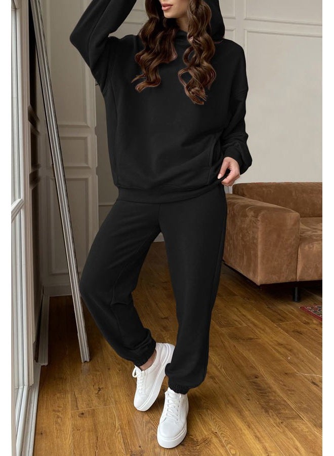Fixmatti Women Hoodies Tracksuit Long Sleeve Sweatshirts Jogger Pant 2 Piece Outfits, Hoodie-black, M - Image 5