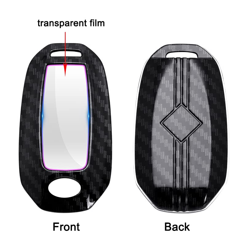 ontto Key Fob Cover with Keychian Compatible with Infiniti 2018-up Car Key Holder Keyless Entry Remote Case for Q50 Q60 QX50 QX55 QX60 Carbon Pattern Black - Image 3