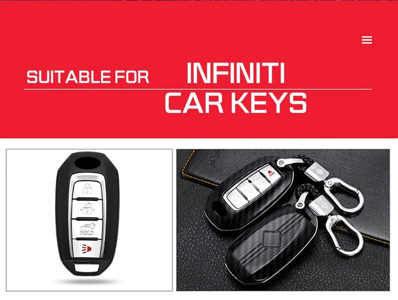ontto Key Fob Cover with Keychian Compatible with Infiniti 2018-up Car Key Holder Keyless Entry Remote Case for Q50 Q60 QX50 QX55 QX60 Carbon Pattern Black - Image 4