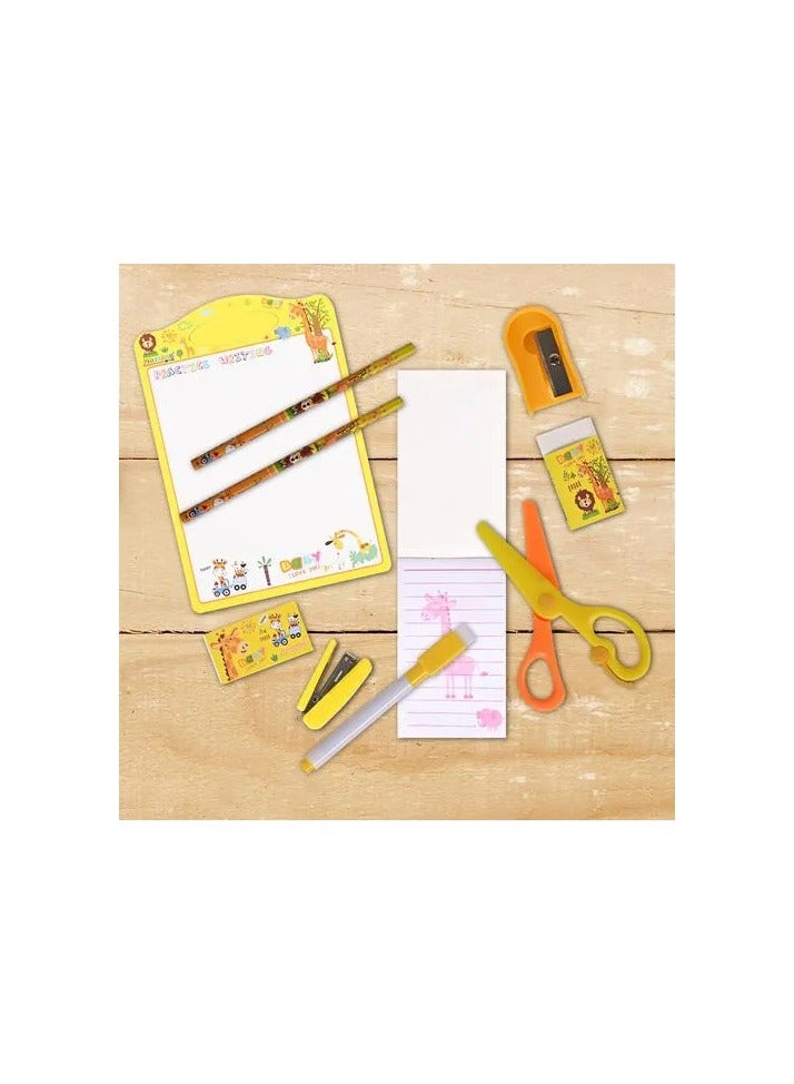Cartoon stationery set, pencil, eraser, pen planer, scissors and staples as gifts for students - Image 1