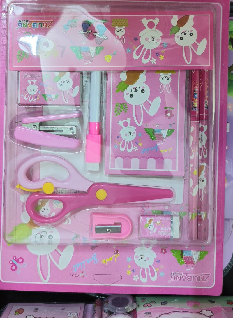 Cartoon stationery set, pencil, eraser, pen planer, scissors and staples as gifts for students - Image 2