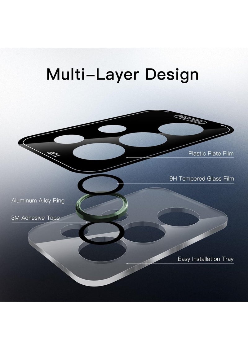 ELTRAZONE Camera Lens Protector for Samsung Galaxy S23 Ultra 5G 6.8-Inch, 9H Tempered Glass Metal Individual Ring Cover, Easy Installation Tray, HD Clear, Set of 5 (Green) - Image 2