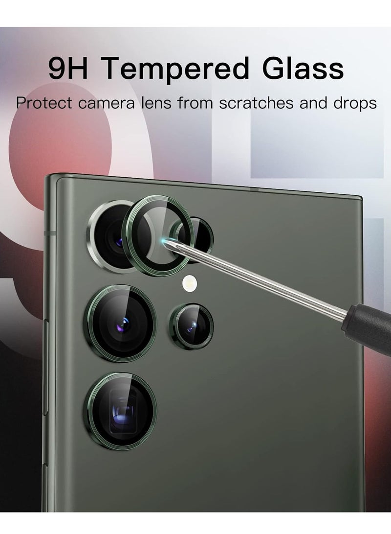 ELTRAZONE Camera Lens Protector for Samsung Galaxy S23 Ultra 5G 6.8-Inch, 9H Tempered Glass Metal Individual Ring Cover, Easy Installation Tray, HD Clear, Set of 5 (Green) - Image 4