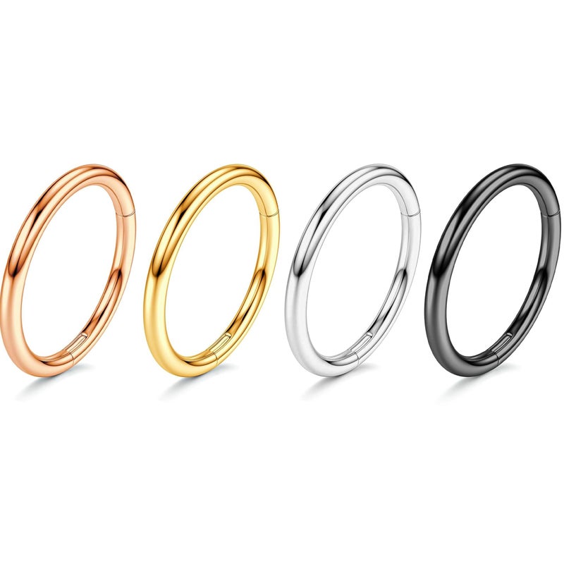 Poxtex Septum Clicker Rings 16g 316L Surgical Steel Nose Rings Piercings for Women Men Helix Piercing Jewelry Conch Hypoallergenic Dainty Hoop Earring Pack - Image 1