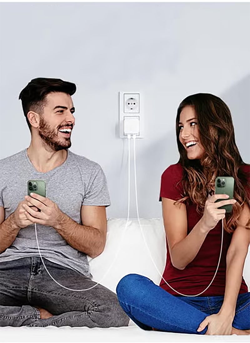 HEROCKX - iPhone 35W Dual USB C Fast Charger PD3.0 Wall Charger with Type C to Cable Compatible with iPhone15Max/PRO/14 Max/PRO/13Max Pro/12/11/SE 3 iPad Pro White - Image 1