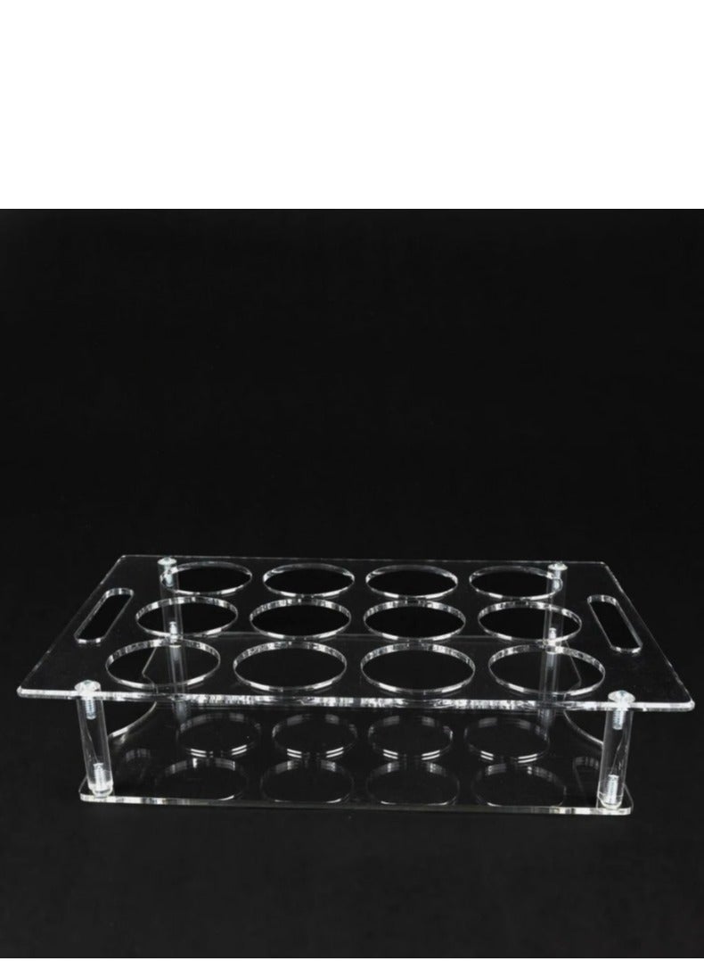 Dania Juice box and water bottle holder, 12 holes, made of clear acrylic, made in Taiwan, size 42*27 cm - Image 1