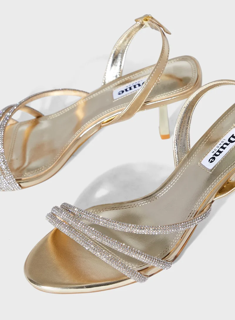 Dune LONDON Molly 3 Band Diamante Heel Sandals