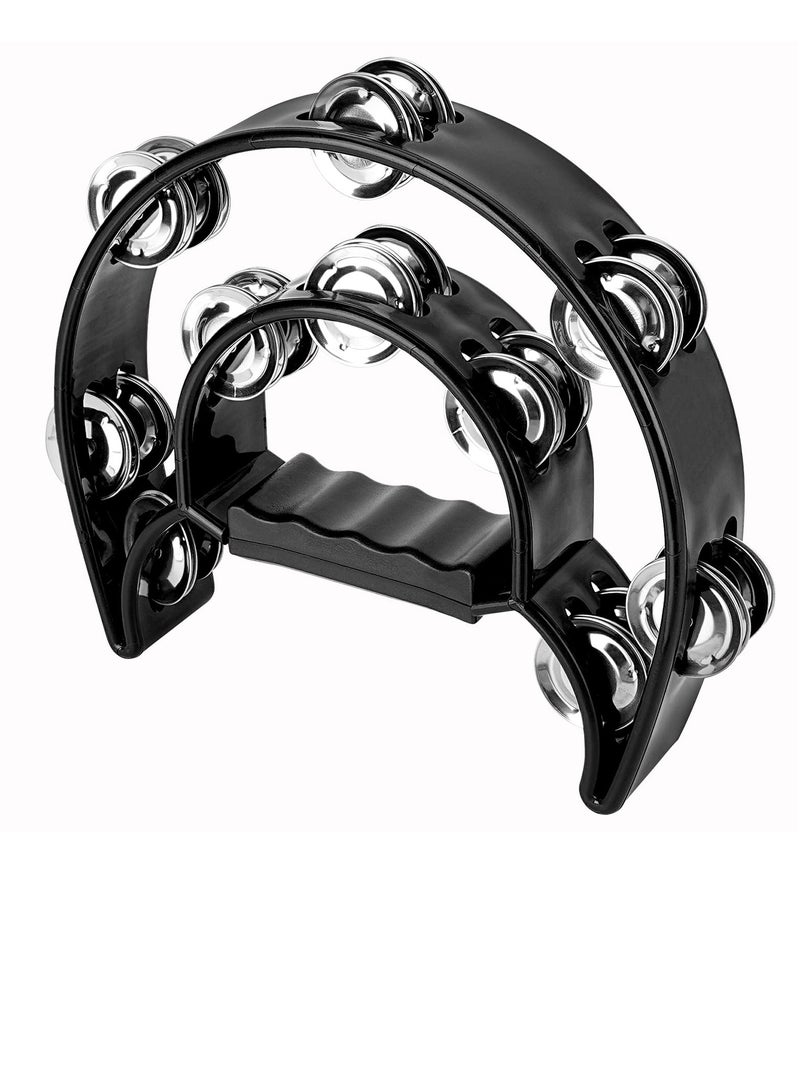 Double Row Metal Jingles Tambourine, Half-Moon Design, Percussion Instrument  - Image 1