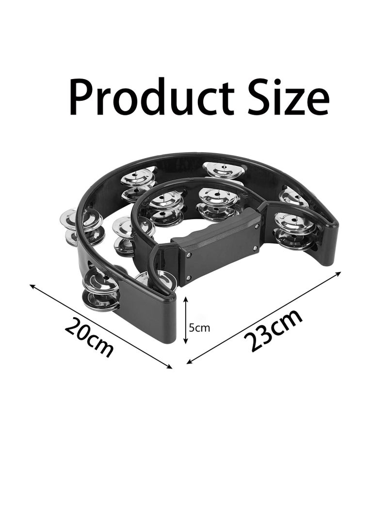 Double Row Metal Jingles Tambourine, Half-Moon Design, Percussion Instrument  - Image 2