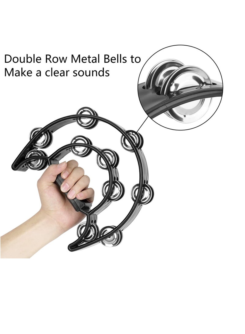 Double Row Metal Jingles Tambourine, Half-Moon Design, Percussion Instrument  - Image 3