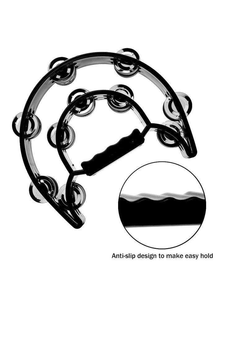 Double Row Metal Jingles Tambourine, Half-Moon Design, Percussion Instrument  - Image 4