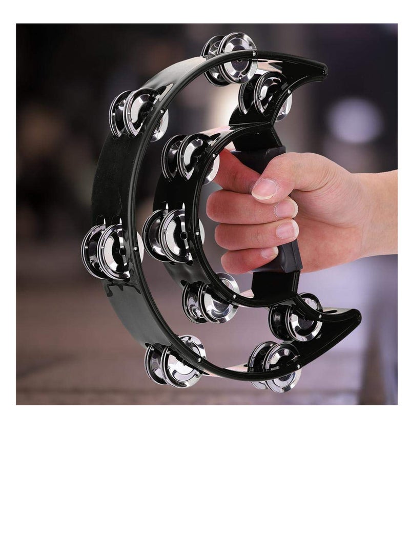 Double Row Metal Jingles Tambourine, Half-Moon Design, Percussion Instrument  - Image 5
