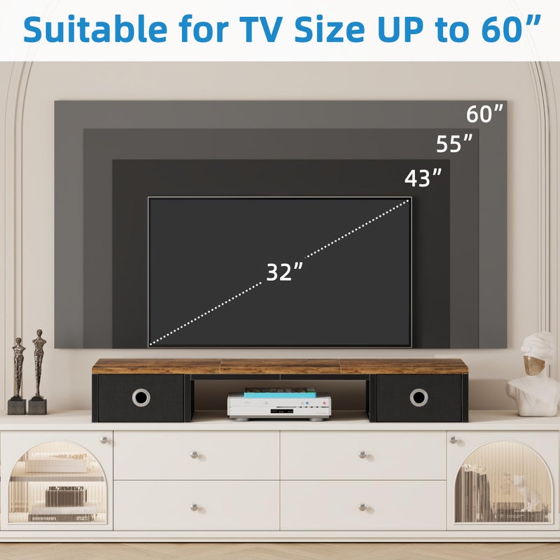 YAOHUOO 45" Large TV Riser with Fabric Drawers for 32-60 inch TV, TV Stand Riser with Steel Legs, Tabletop TV Riser Shelf, Monitor Stand Riser for Home Office, Rustic Brown - Image 5