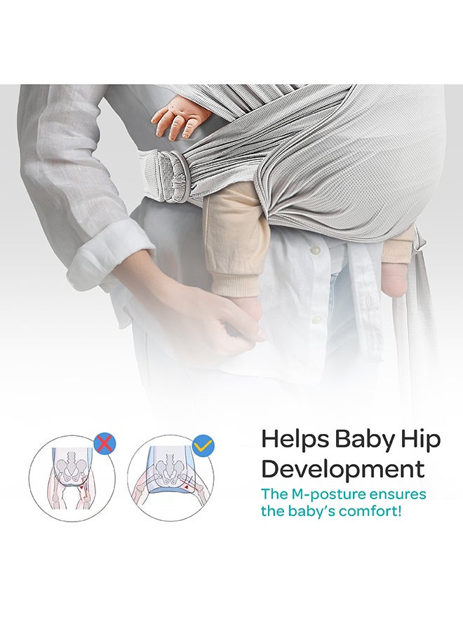 Moon KaryGo Baby Sling Carrier-Light Grey Suitable From Birth - Image 4