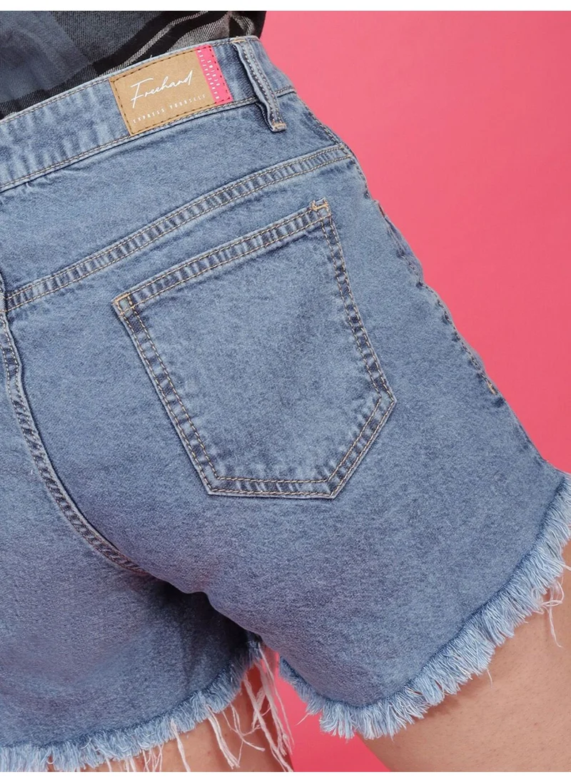 Freehand Women Slim Fit Casual Solid Denim Shorts