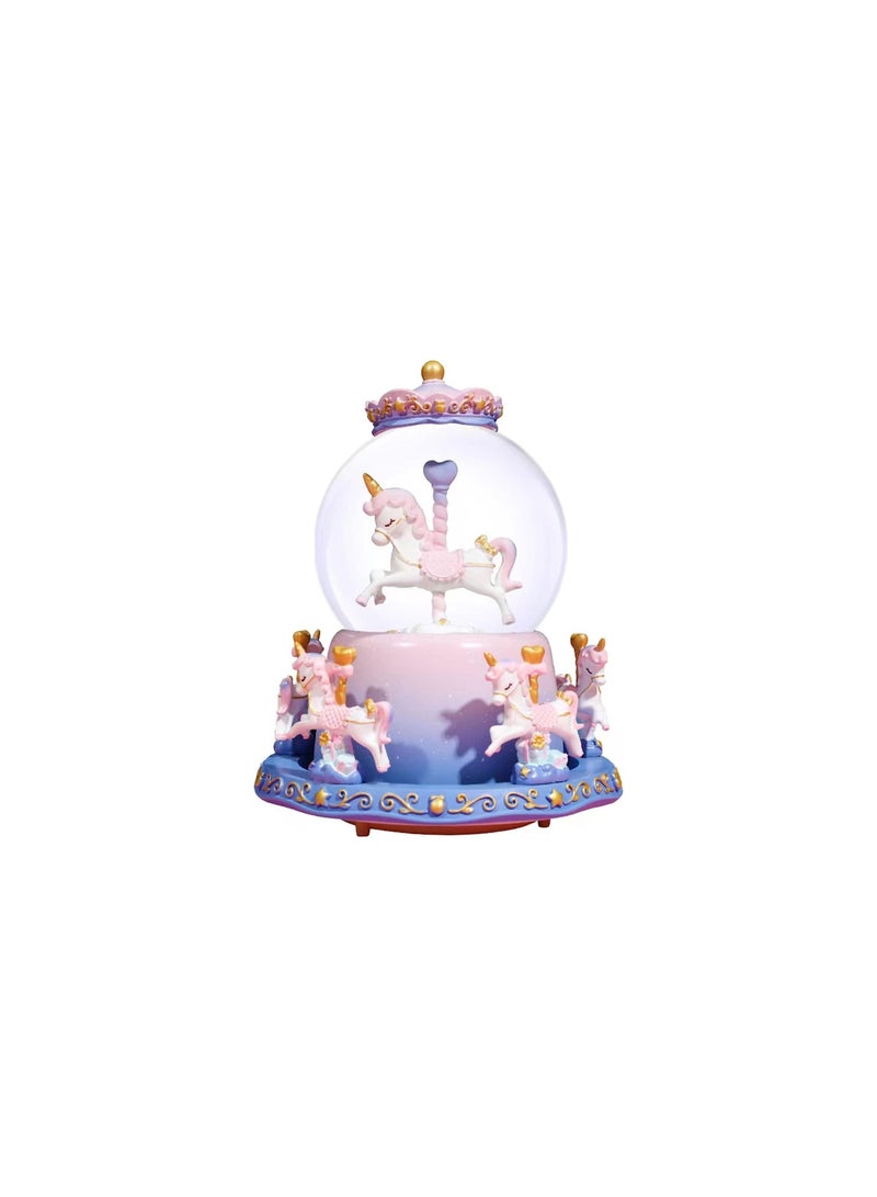Party with Emma Snow Globe for Kids Spaceship Unicorn Snow Globes with Musics Led Unicorn Music Box for Girls Granddaughters Babies Birthday (Unicorn Purple)  - Image 1