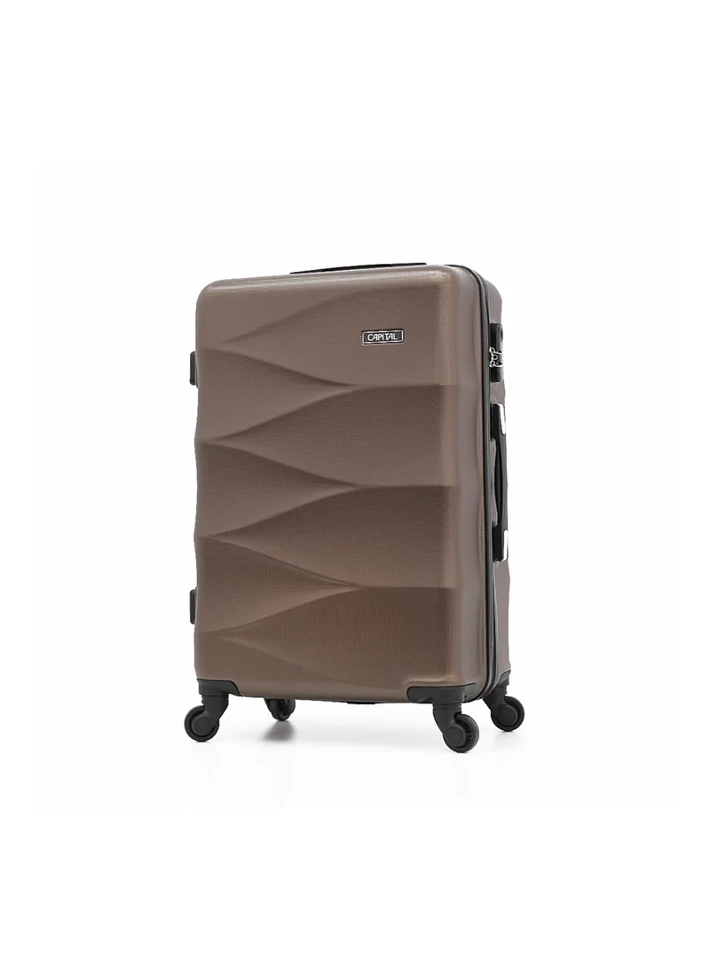 CAPITAL Hardside Luggage Trolley Bag 3 Pieces Set,Brown (S-20",M-24",L-28")