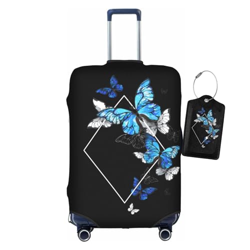 Vridoyt Blue Butterfly Luggage Covers and Luggage Tags Tsa Approved Elastic Washable Fashionable AntiScratch Protector Travel Birthday Gifts for Men WomenL 2628 Inch - Image 1