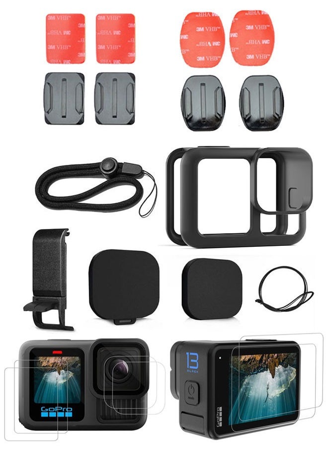 SJet Silicone Case for GoPro Hero 13 Black,Battery Side Cover&Screen Protectors&Lens Caps&Lanyard&Sticky Adhesive Pads Accessories Kit  - Image 1