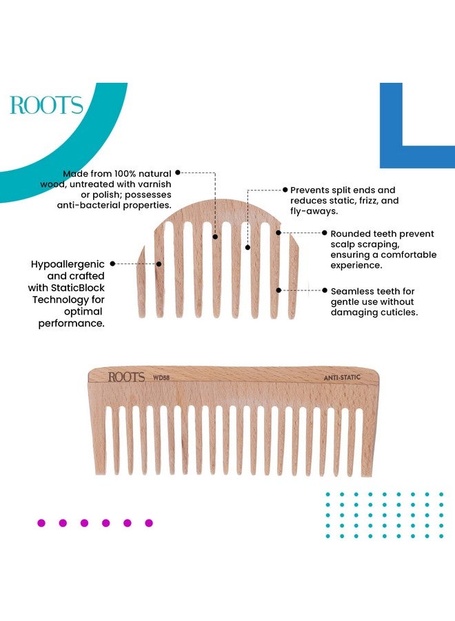 Roots Roots - Wooden Dressing Hair Combs - For Man and Woman - WD58 - Image 2