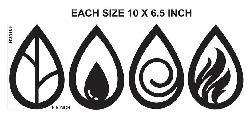 300Sparkles 4 Elements Wooden Wall Decor Water Drop Shape Hanging Frame Home Decorative Gift Item For Office Living Room Bedroom Kids Room Decoration Black 4 Pcs Set - Image 4