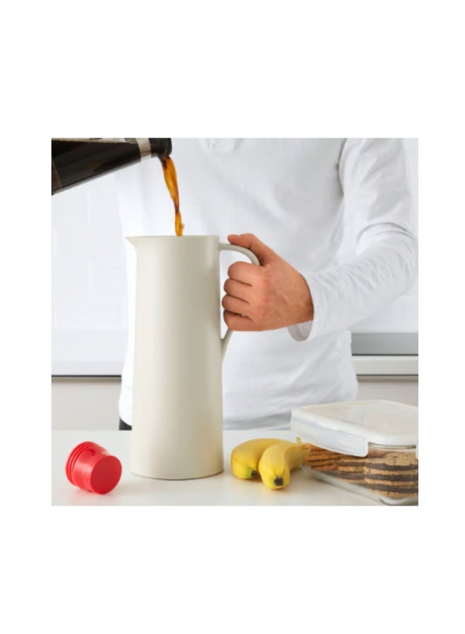 BEHOVD Vacuum flask, beige/red, 1 l - Image 3