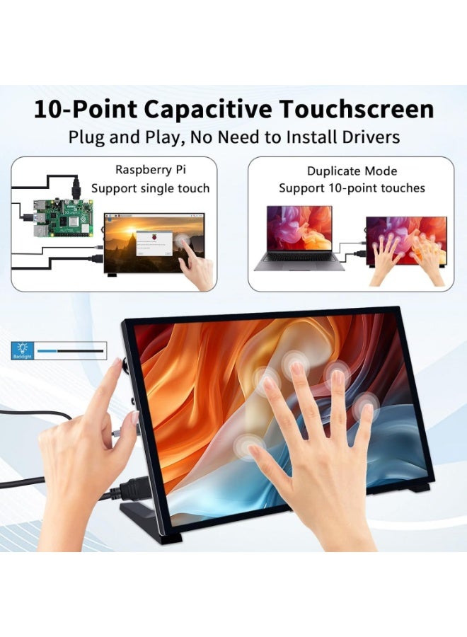 robotgcc 10.1 Inch IPS HDMI Touchscreen Display Monitor for Raspberry Pi, LCD Capacitive Touch Screen, 1024x600 Portable HDMI Monitor with Dual Speakers, Audio Output, Adjustable Brightness, Desktop Display for STEM Robotics, Arduino, Linux, DIY Electronics, Smart Home Projects - Image 3