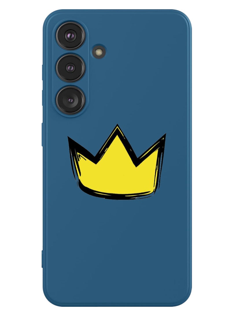 Theodor Protective Slim Fit Case Liquid Silicone Cover with Full Body Protection Anti-Scratch Shockproof Case For Samsung Galaxy S24 (Blue) - Yellow Crown - Image 1