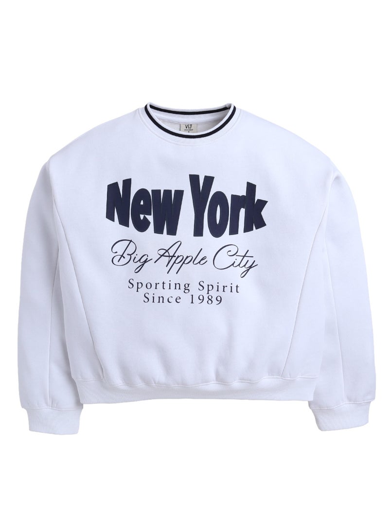 victor and jane “New York Big Apple” Contrast Rib Sweatshirt – 100% Cotton Fleece - Image 5