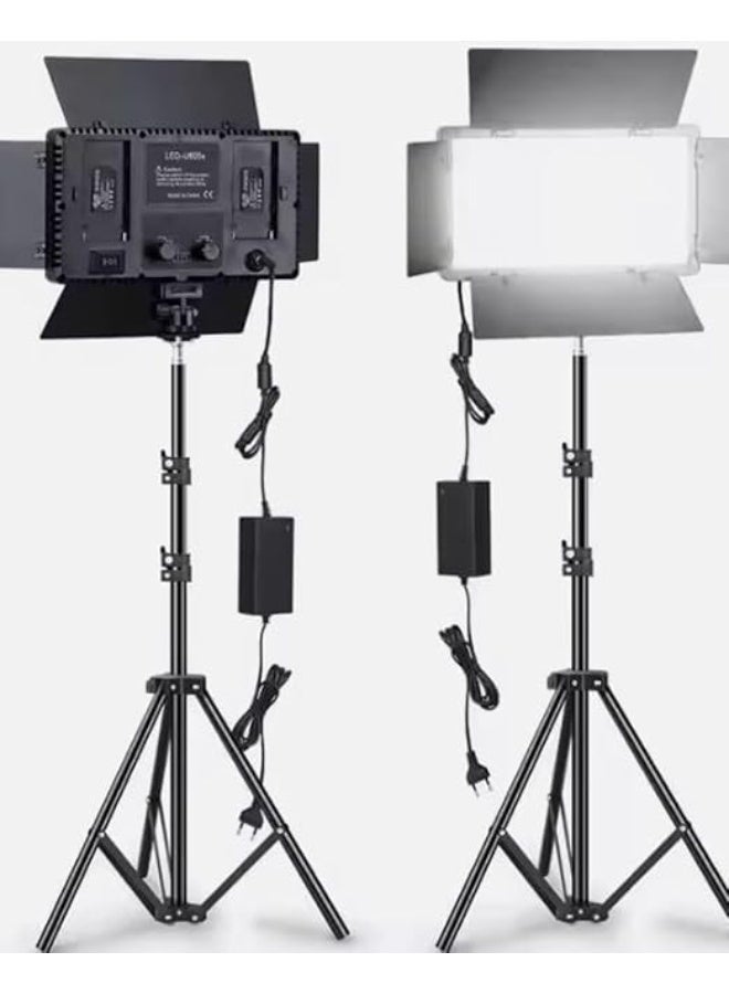 60W Powerful 800 LED Video Light with 3 Color Modes – White, Yellow, Mixed – Includes 2m Stand for Photography, Video, and Live Streaming (Battery Not Included) - Image 1
