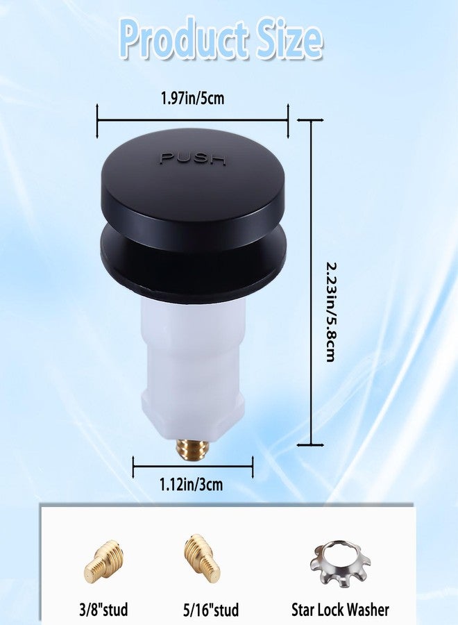 ZephyrJazz Universal Toe Touch Bathtub Drain Stopper - 3/8'' & 5/16'' Thread Studs with Star-Shaped Lock Washer, Matte Black (1 Pack) - Image 2