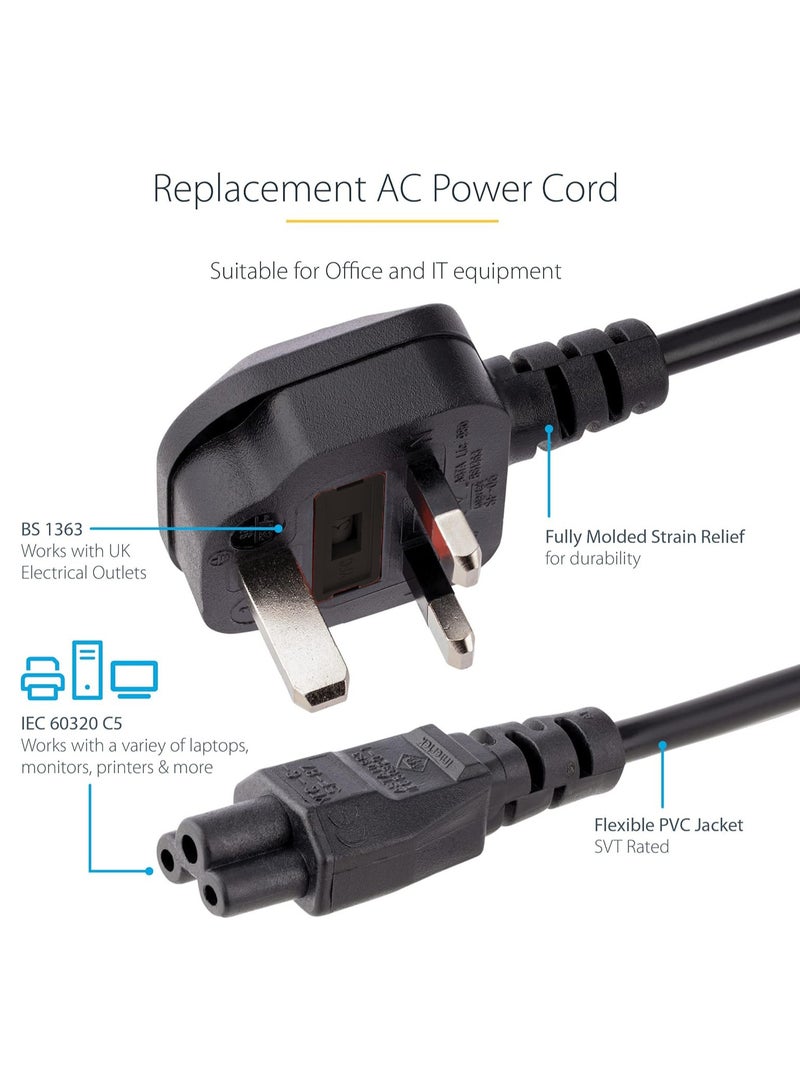 3 Pin Power Cord Cabl to Uk Plug for Dell HP Asus Sony Toshiba Lenovo Acer Charger  - Image 3