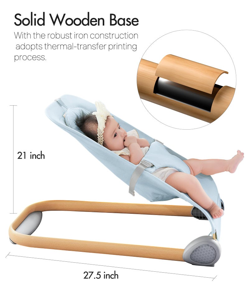Fodoss Baby Bouncer, Portable Bouncer Seat for Babies, Portable Bedside Bassinet with Wheels-Blue - Image 2
