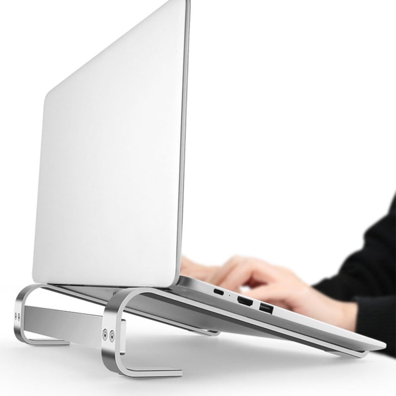 حامل كمبيوتر محمول من سبيكة الألومنيوم ULTECHNOVO بسطح مضاد للانزلاق، رف تبريد قابل للطي محمول للسفر واستخدام المكتب، حامل دفتر قابل لتعديل الارتفاع للمكتب والألعاب، فضي - Image 5