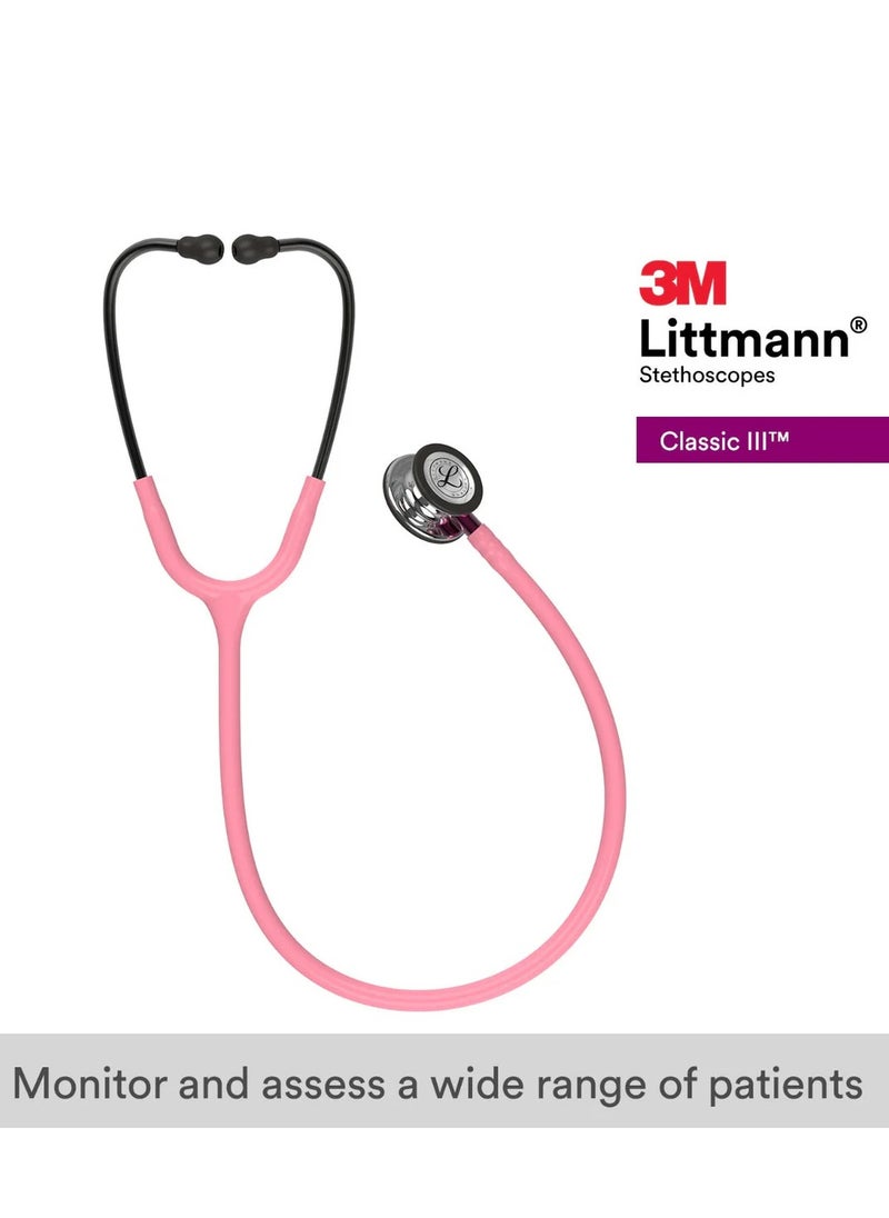 Littmann Littmann Classic III Monitoring Stethoscope: Mirror & Pearl Pink - Pink Stem 5962  - Image 2