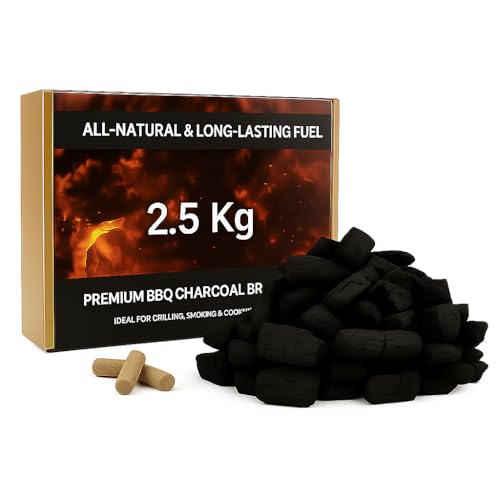 PulGos 2.5kg Pack of Charcoal Briquettes| All Natural Long Lasting Coal for Barbecue| Coal for Cooking & Grilling| BBQ Koila for Camping & Cooking| Koyla with Fire Starter Husk for Home & Outdoor Use - Image 1