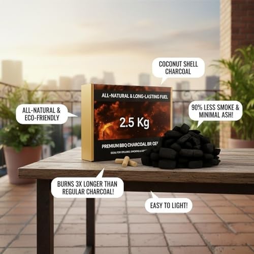 PulGos 2.5kg Pack of Charcoal Briquettes| All Natural Long Lasting Coal for Barbecue| Coal for Cooking & Grilling| BBQ Koila for Camping & Cooking| Koyla with Fire Starter Husk for Home & Outdoor Use - Image 4