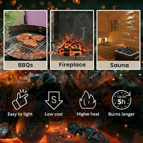 PulGos 2.5kg Pack of Charcoal Briquettes| All Natural Long Lasting Coal for Barbecue| Coal for Cooking & Grilling| BBQ Koila for Camping & Cooking| Koyla with Fire Starter Husk for Home & Outdoor Use - Image 5