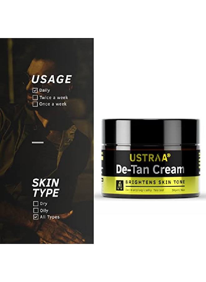 Ustraa - Detan Cream For Men 1.76 Oz For Men Tan Removal And Even Skin Tone, Without Bleach, No Sulphate, No Paraben, Prevents Dark Spots, With Japanese Yuzu And Liquorice - Image 1