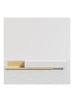 AtoZ Furniture Nordic Extendable TV Stand and Media Console with 3-Drawer in Oak and White Color 