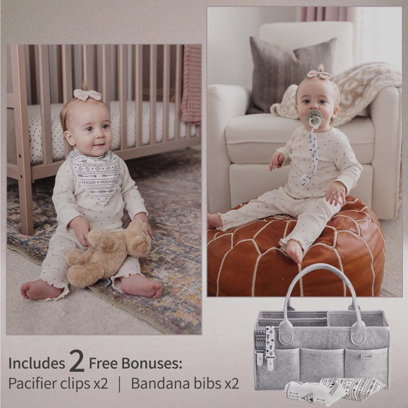 PUTSKA Baby Diaper Caddy Organizer Nursery Basket Set A Baby Basket Gift Registry For Baby Shower List. This Is A Baby Must Haves Essentials. Neutral Baby Stuff For Newborn Boy Nursery Decor Or Girl - Image 5