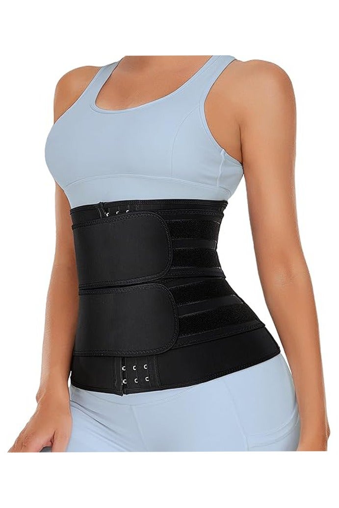 OLYSON Adjustable Waist Trainer, Slimming Belt with Tummy Sauna Bandage Wrap, Waist Trimmer Belt Belly Body Shaper Compression Wrap, Plus Size Corset Waist Trainer for Women and Men (Size:L) - Image 1