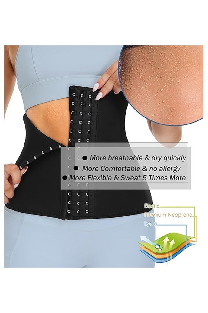 OLYSON Adjustable Waist Trainer, Slimming Belt with Tummy Sauna Bandage Wrap, Waist Trimmer Belt Belly Body Shaper Compression Wrap, Plus Size Corset Waist Trainer for Women and Men (Size:L) - Image 3